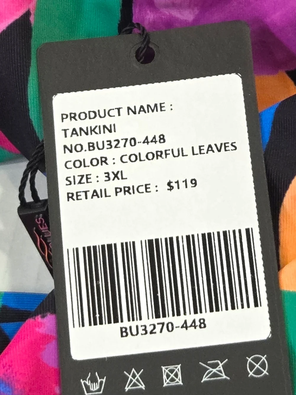 Ocean Blues NWT Size 3XL / 3X Tropical Twist Front Tankini Top - Colorful Leaves